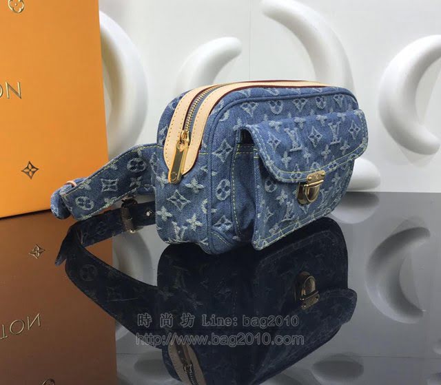 LV女包 44466 路易威登Vintage牛仔腰包 LV中古絕版牛仔腰包 2019新款LV女挎包  ydh2985
